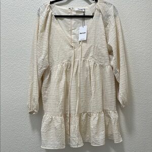 Showpo Cream Long Sleeve Dress